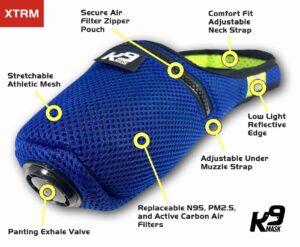 K9 Mask features for effective air pollution smoke gas filter dog mask